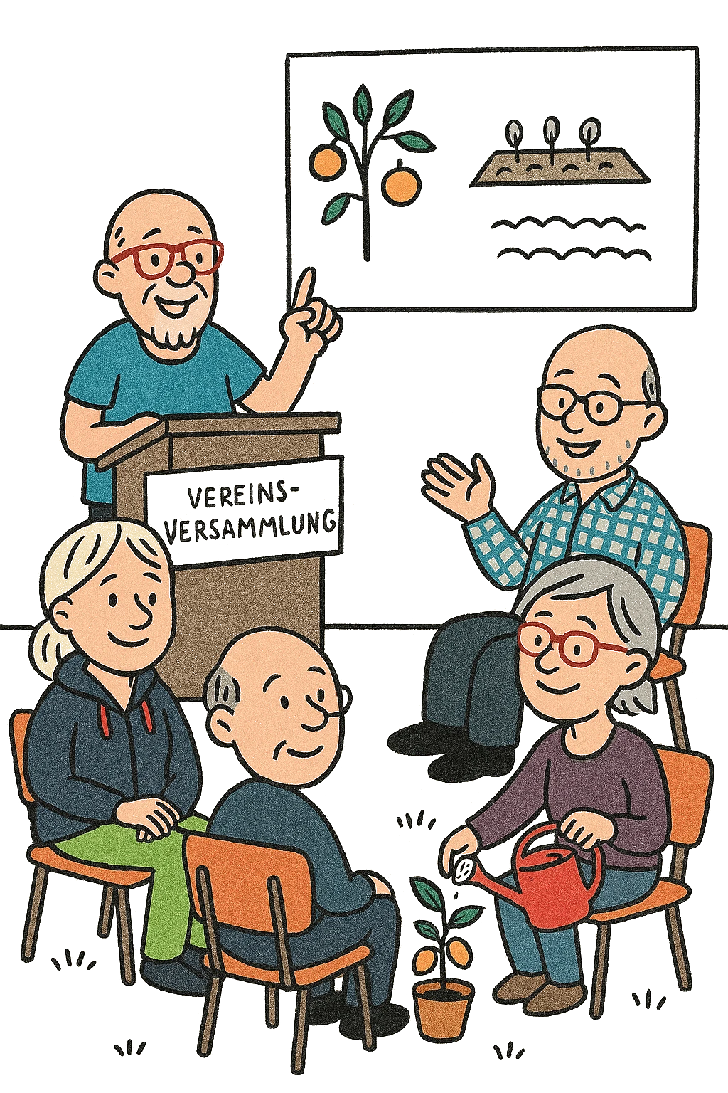 Cartoon einer Vereinsversammlung